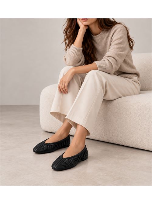 Ballerine tortora in nappa nero arricciato IL LACCIO | HE1945NAPPANERO